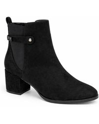 Spot on - Wide Fit Block Heel Ankle Boot With Elastic Side Panel - Lyst