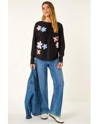 Roman - Floral Embroidery Knit Jumper - Lyst