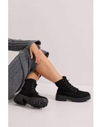 Dorothy Perkins - Wide Fit Maryam Faux Leather Lace Up Chunky Ankle Boots - Lyst
