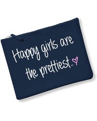 60 SECOND MAKEOVER - Happiest Girls Are The Prettiest Make Up Bag Navy Blue Grey Or Pink - Lyst