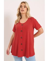 Yours - Button Front Ribbed Swing Top - Lyst