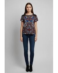 Cutie London - Floral Print Short Sleeve Top With Contrast Shoulders - Lyst