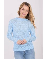 Love Lace - Elegant Lace Long Sleeve Boat Neck Blouse Style 223398 - Lyst