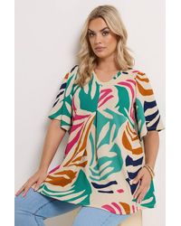 Yours - Abstract Textured Pleated Front Top - Lyst