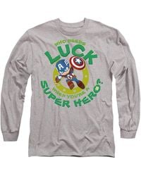 Marvel - Captain America St Patrick's Day Lucky Super Hero Long Sleeve T-Shirt, Athletic Heather - Lyst