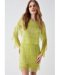 Coast - Long Sleeve Embellished Fringe Mini Dress - Lyst