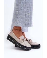 Love Lace - Platform Comfortable Loafers With Chain Detail - Lyst