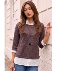 Roman - Mock Broderie Shirt Contrast Necklace Top - Lyst