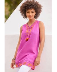 Joe Browns - Embroidered Boho Tunic Top With Tassel Tie Neckline - Lyst