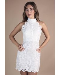 Coast - High Neck Embroidered Mesh Mini Wedding Dress - Lyst