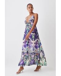 Karen Millen - Tall Mirrored Floral Embellished Strappy Beach Maxi Dress - Lyst
