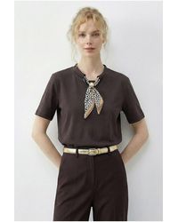 Bianco Lucci - Basic Crew Neck T-Shirt With Accessory Detail - Lyst