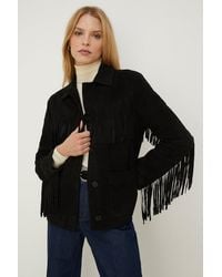 Oasis - Petite Rachel Stevens Real Leather Fringe Jacket - Lyst