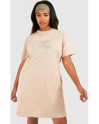 Boohoo - Plus Dsgn Studio Printed T-shirt Dress - Lyst