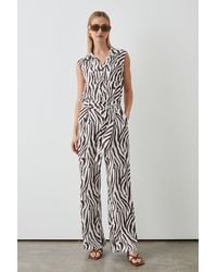 PRINCIPLES - Brown Zebra Print Belted Wide Leg Trousers - Lyst