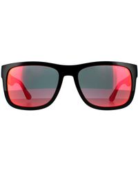 Tommy Hilfiger - Rectangle Black Red Mirror Sunglasses - Lyst