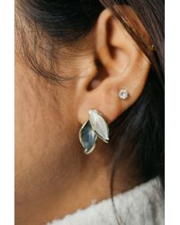 The Colourful Aura - Summer Elegant Grey White Leaf Oil Drop Dangle Stud Marble White Earrings - Lyst
