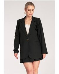 Love Lace - Elegant One Button Jacket With Floral Applique - Lyst