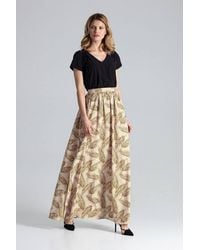 Love Lace - Long Wide Skirt With Side Slits Creased Waist - Lyst