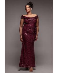 Goddiva - Cap Sleeve Iridescent Sequin Cowl Maxi Dress - Lyst