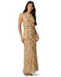 Adrianna Papell - Mock Neck Beaded Long Dress - Lyst