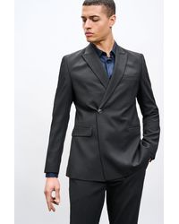 Burton - Slim Fit Black Wrap Double Breasted Suit Jacket - Lyst