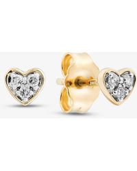 T.H.Baker - 9Ct 0.05Ct Diamond Heart Stud Earrings The46488-05 (Yg) - Lyst