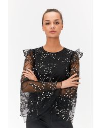 Coast - Frill Sleeve Embroidered Top - Lyst