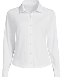 Lands' End - Long Sleeve Supima Cotton Buttonfront Top - Lyst