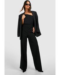 Boohoo - Tall Crepe Tailored Wide Leg Trousers - Lyst