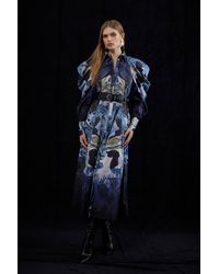 Karen Millen - Tall Mirrored Floral Cotton Sateen Midi Dress - Lyst