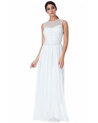 Goddiva - Embellished Chiffon Maxi Wedding Dress - Lyst