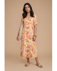 Dorothy Perkins - Sweetheart Neck Puff Sleeve Printed Midi Dress - Lyst