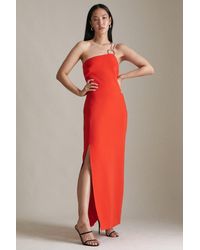 Karen Millen - Compact Viscose Trim Shoulder Maxi Dress - Lyst