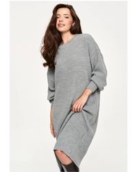 Love Lace - Knitted Round Neck Long Sleeve Shift Dress - Lyst