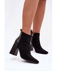 Love Lace - Heel Zip Ankle Boots With Pillar Heel Comfort Lining Warm - Lyst