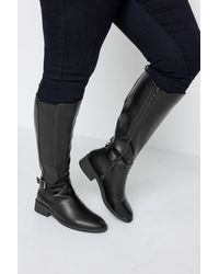 Yours - Wide & Extra Wide Fit Faux Leather Buckle Knee High Boots - Lyst