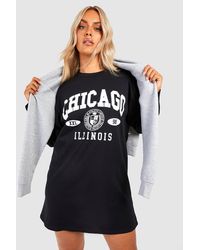 Boohoo - Plus Chicago Long Sleeve T-shirt Dress - Lyst