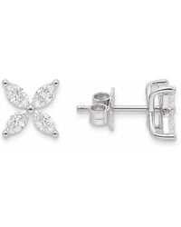 Raina Jewels - 18Ct Marquise Diamond Four-Leaf Flower Stud Earrings 0.75Ct - Lyst
