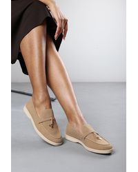 Where's That From - 'Charming' Slip On Suede Loafers Metal Trim Tassel - Lyst