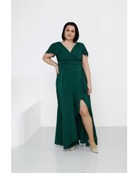 Love Lace - V-Neck Short Sleeve Warm Maxi Dress - Lyst