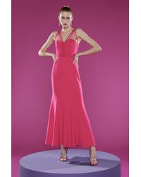 Coast - V Neck Sheer Over Layer Fishtail Maxi Dress - Lyst