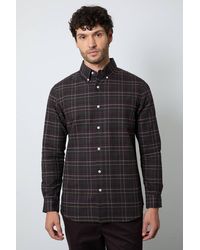 MAINE - Dark Check Long Sleeve Shirt - Lyst