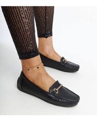 Love Lace - Adila Rhinestone Buckle Slip On Loafers With Rubber Sole - Lyst