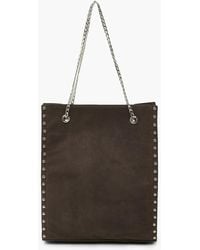 Boohoo - Studded Tote Bag With Chain Detail - Lyst