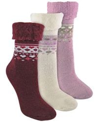Sock Snob - 3 Pack Turnover Top Wool Bed Socks For Winter - Lyst