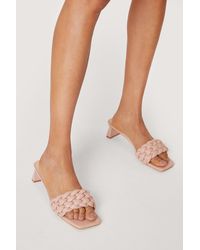 Nasty Gal - Braided Faux Leather Square Toe Kitten Heels - Lyst
