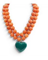 Michael Nash Jewelry - Amour Carved Coral Resin Bead With Jade Resin Heart Pendant - Lyst