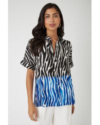 Wallis - Placed Border Zebra Print Shirt - Lyst