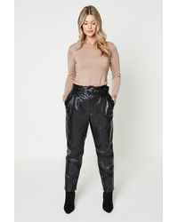 Dorothy Perkins - Faux Leather Belted Slim Leg Trouser - Lyst
